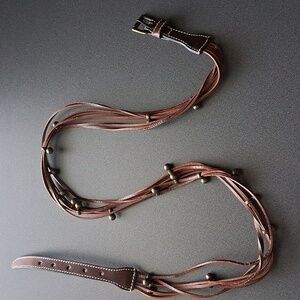 J.Crew Brown Leather Belt Y2k  Solid Brass Buckle New!